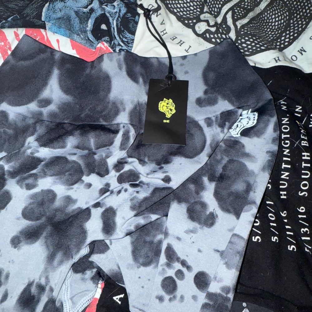 Black and Gray Tie-Dye Leggings